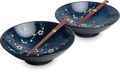 Set de boluri Hana albastru 24,5cm cu bețișoare pentru 2 persoane EDO JAPAN