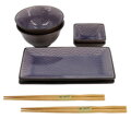 Sushi și bol set pentru 2 persoane model albastru valuri TOKYO