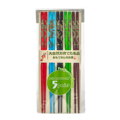 Set de 5 perechi de bețișoare chinezești colorate cu motiv de dragon