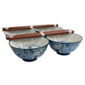 Set de boluri japoneze motiv pisică fericită cu bețișoare 4pcs