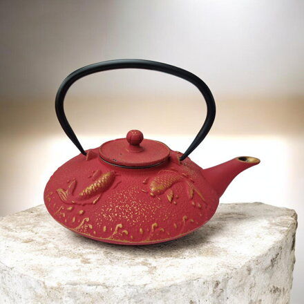 Ceainic din fontă Koi, roșu-auriu (0,8 l)