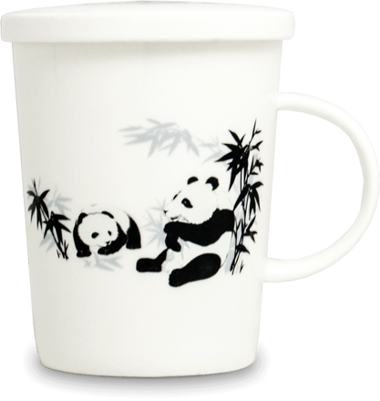Ceașcă de ceai alb cu sită ceramică Model panda