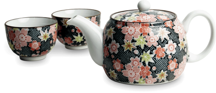 Set de ceai model floral pentru 2 persoane