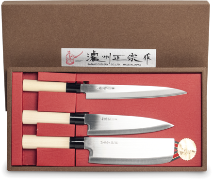 Cuțite japoneze Satake (Sashimi+Santoku+Nakiri) 3pcs