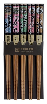 Bețișoare chinezești set de 5 perechi de caractere cu motive colorate și alimente