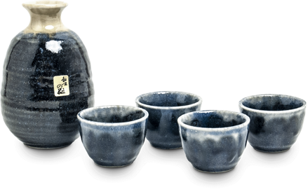 Sake set albastru (pentru 4 persoane) EDO JAPAN