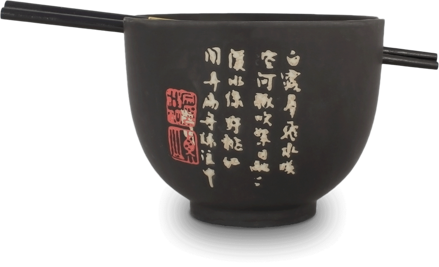 Soba castron negru cu personaje cu bețișoare 13,5cm