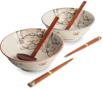 Ramen set de 2 boluri trei pisici 20,5cm