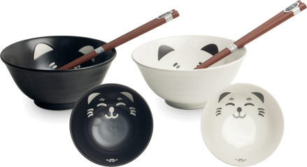 Set de boluri japoneze pentru pisici cu bețișoare 2pcs