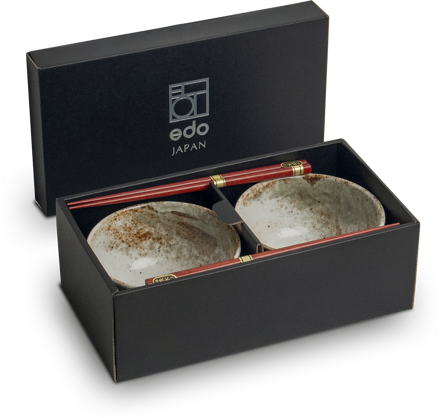 Set de boluri Hikari 13cm cu bețișoare pentru 2 persoane EDO JAPAN
