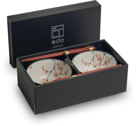 Set de boluri de flori cu bețișoare pentru 2 persoane EDO JAPAN