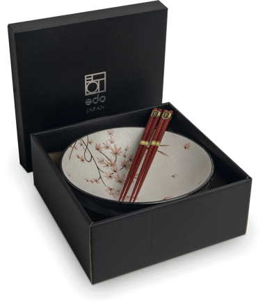 Set castron frunze de arțar 24,5cm cu bețișoare pentru 2 persoane EDO JAPAN