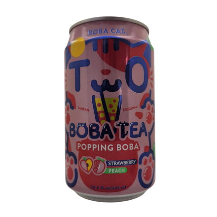 Bubble Tea ceai negru căpșuni și piersici Boba Cat 320ml