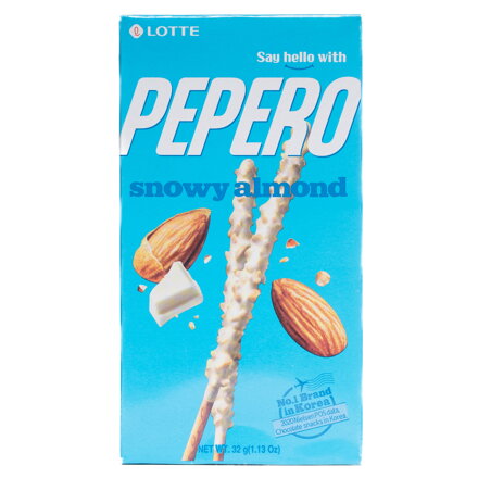 Batoane de migdale Pepero cu ciocolată albă 32g