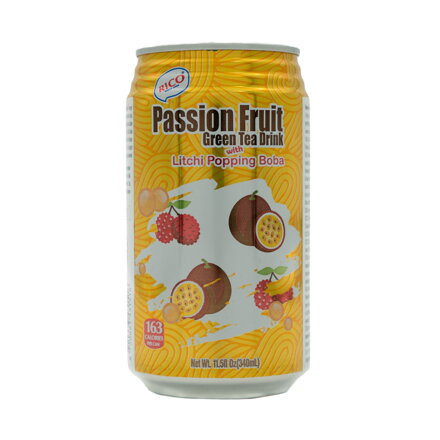 Băutură de ceai verde cu aromă de fructul pasiunii cu bile de lychee 340ml