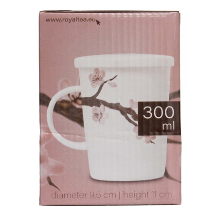 Ceașcă de ceai alb cu filtru ceramic model Sakura