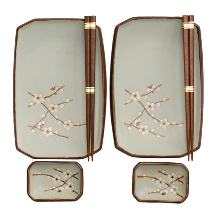 Set de servit sushi cu motiv sakura (pentru 2 persoane)