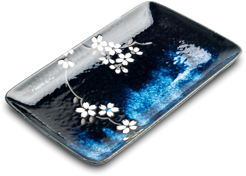 Farfurie sushi din porțelan Anemone Blue 21x13,5cm