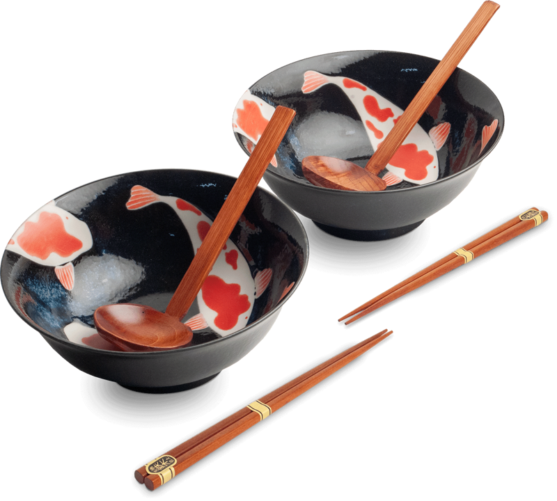 Set boluri de porțelan pentru ramen Koi 21cm