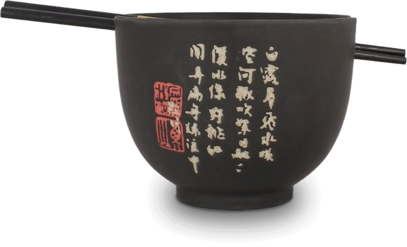 Soba castron negru cu personaje cu bețișoare 13,5cm