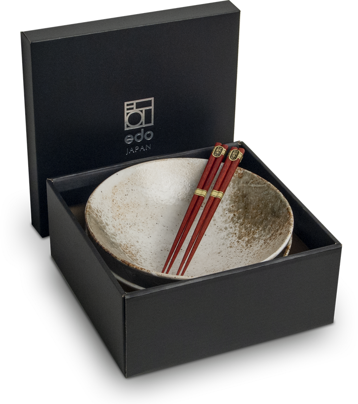 Set de boluri Hikari 24,5cm cu bețișoare pentru 2 persoane EDO JAPAN