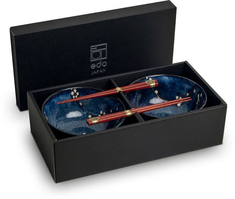 Udon set de 2 boluri albastru cu motiv sakura Udon set de 2 boluri albastru cu motiv sakura