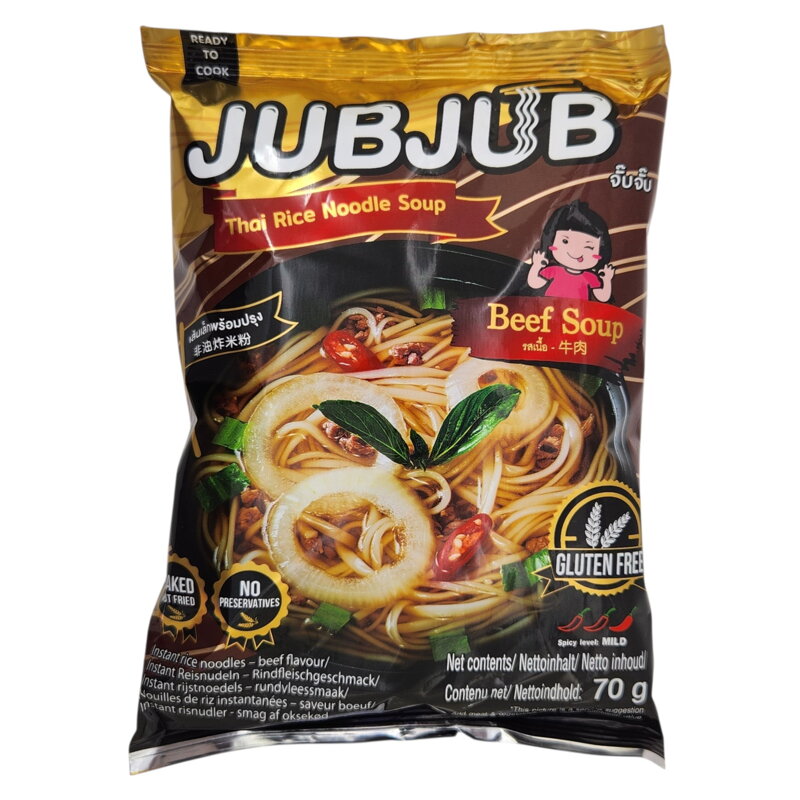 Tăiței de orez instant fără gluten JUBJUB cu carne de vită 70g