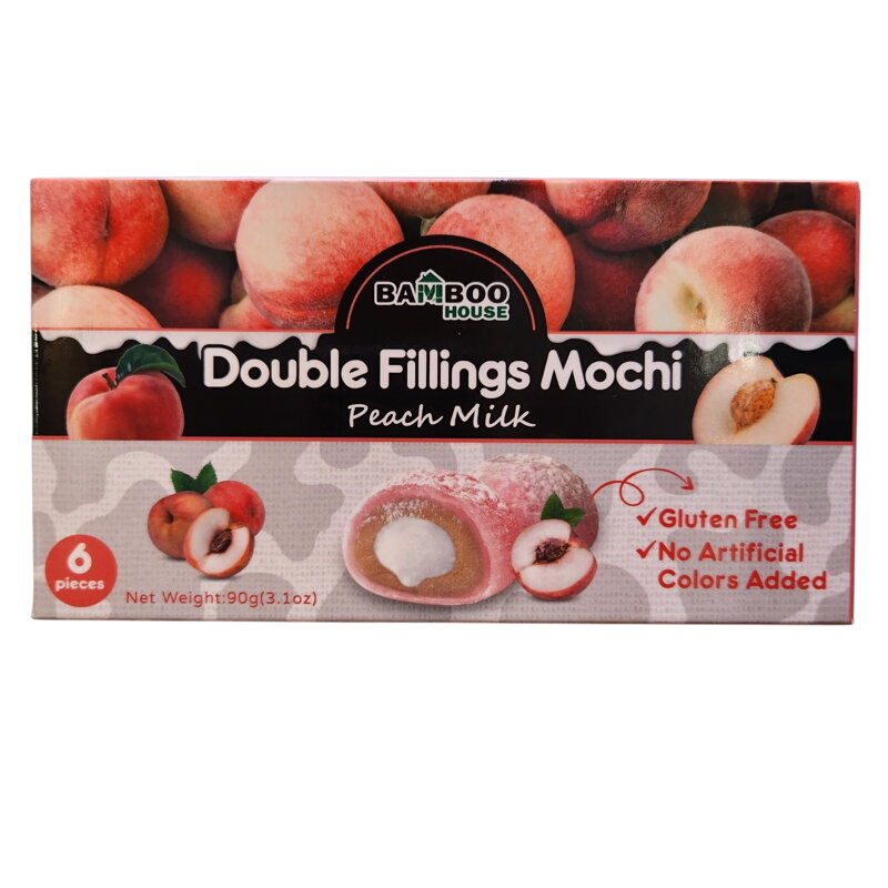 Prăjituri de orez Mochi cu umplutură dublă piersici și lapte 90g
