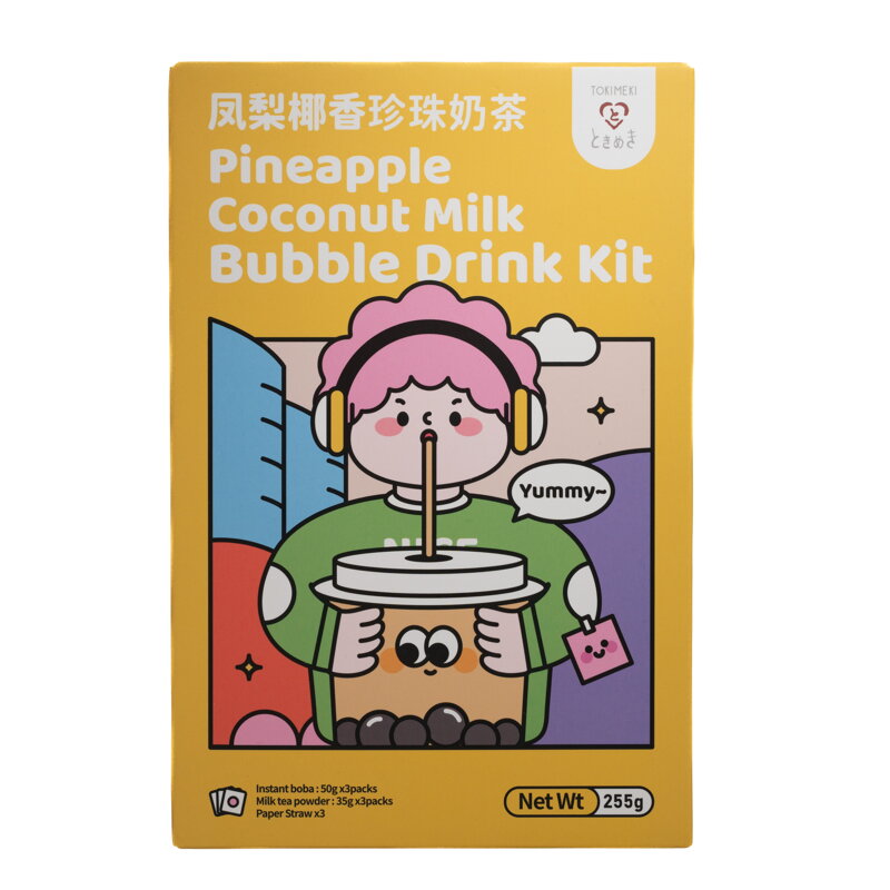 Băutură cu aromă de ananas și nucă de cocos cu perle de tapioca 3pcs/255g Băutură cu aromă de ananas și nucă de cocos cu perle de tapioca 3pcs/255g
