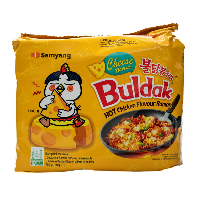 Tăiței SY Buldak picanți cu pui și brânză MULTIPACK 5x140g